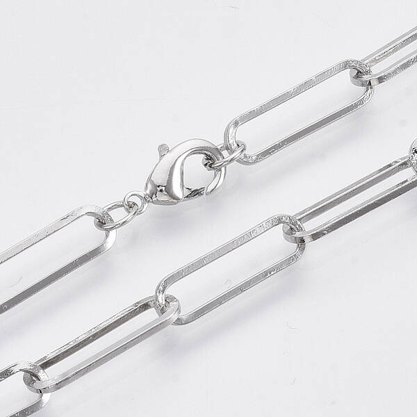 Brass Flat Oval Paperclip Chain Necklace Making