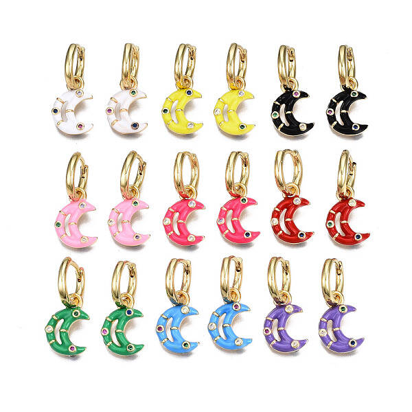 Brass Micro Pave Cubic Zirconia Huggie Hoop Earrings