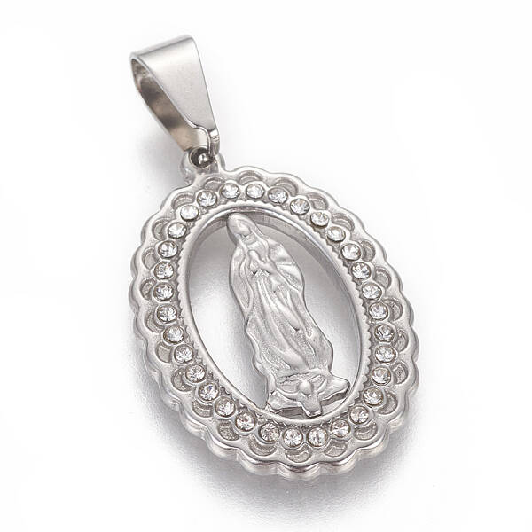 304 Stainless Steel Rhinestone Pendants