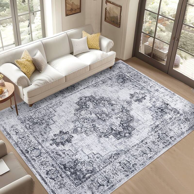Garvee 6x9 Living Room Rugs, Soft Vintage Large Area Rugs for Bedroom Boho Farmhouse Low Pile Non-Slip Indoor Carpet Rugs for...