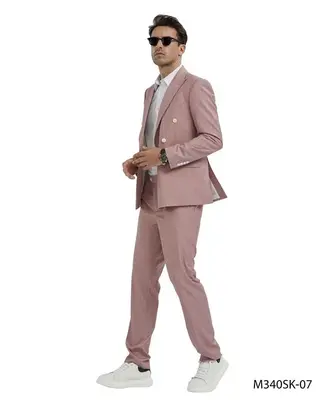 Tazio Men's Skinny Fit 2-Piece Suit Light Pinstripe