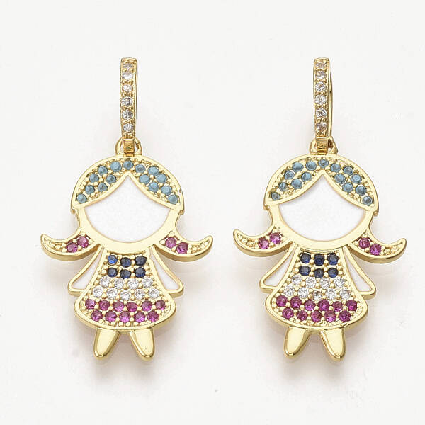 Brass Micro Pave Cubic Zirconia Pendants