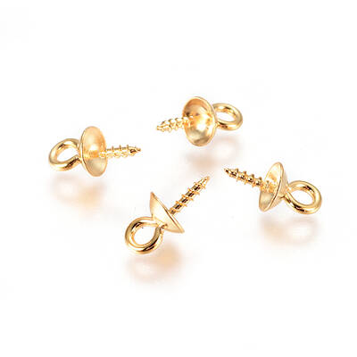 PVD Vacuum Plating 304 Stainless Steel Cup Pearl Peg Bails Pin Pendants
