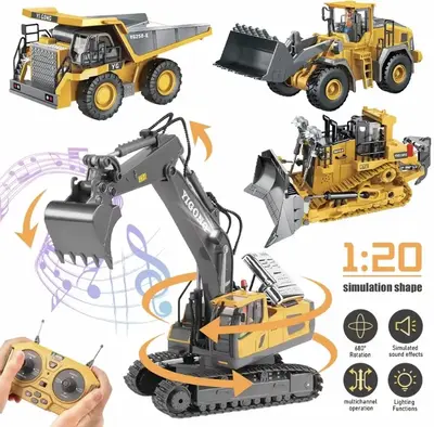 Alloy Remote Control Excavator Toys,2.4G High Tech 11-Channel With Music & Metallic Shovel,Construction Vehicle Toys,Ro...