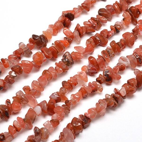 Natural South Red Agate Chip Bead Strands