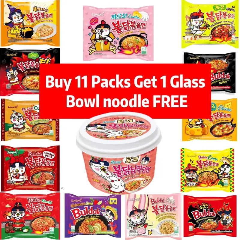 Samyang Spicy Hot chicken Ramen 11 flavor Variety Pack .Get FREE Gifts