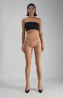LECHERY® LUSTROUS SILKY SHINY 20 DENIER SHEER PANTYHOSE TIGHTS • CARAMEL | Size: L/XL | Color: CARAMEL