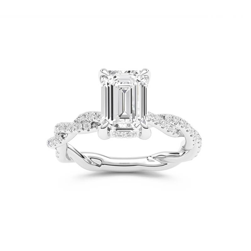ChiraTan Emerald Cut Lab Grown Diamond Engagement Ring | 18K White Gold 2 3/8 CT. TW.
