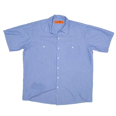 RED KAP Shirt Blue Striped Short Sleeve Mens XL