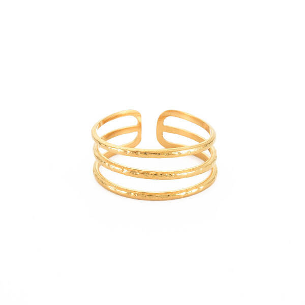 Ion Plating(IP) 304 Stainless Steel Triple Line Open Cuff Ring for Women
