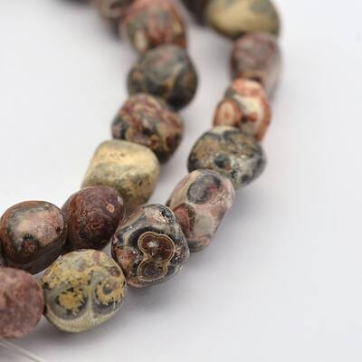 Natural Leopard Skin Jasper Bead Strands