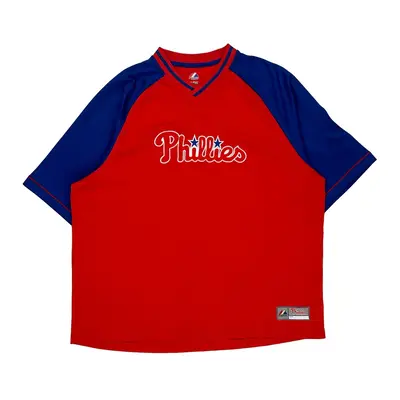 Philadelphia Phillies Majestic Mlb Jersey - 2XL Blue Polyester