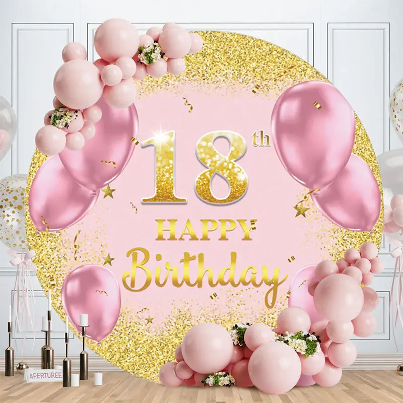 Aperturee Blue Stage Theme Round Happy Birthday Backdrop | Birthday Backdrop Ideas | Round Backdrop Cover Diy | Happy Birthda...