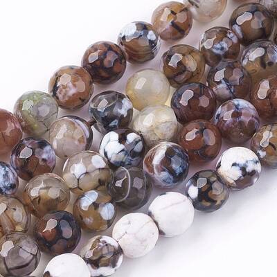 Natural Fire Crackle Agate Beads Strands