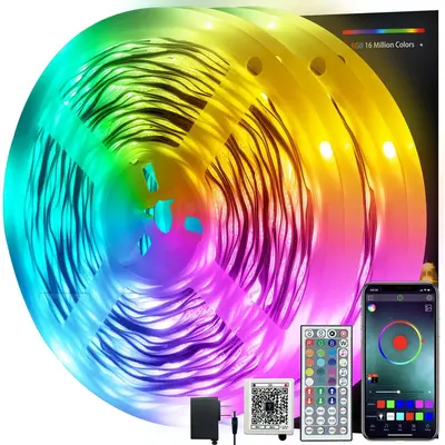 200ft 100ft 50ft LED Strip Lights Music Sync LED Lights Strip RGB Color Changing LED Lights with Remote&APP Control for Bedr...