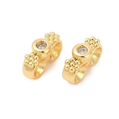 Brass Micro Pave Clear Cubic Zirconia Spacer Bars