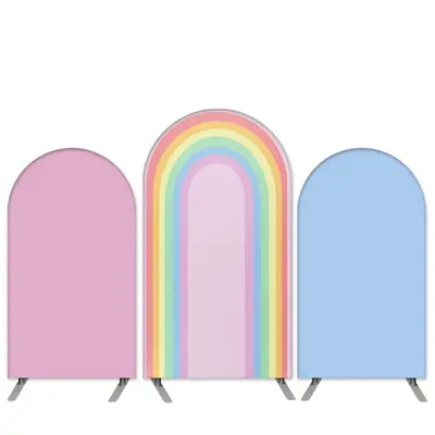 Aperturee Rainbow Theme Pink Blue Birthday Arch Backdrop Kit | Custom Chiara Arched Covers | Diy Round Arch Backdrop | Diy Ch...