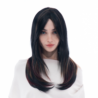 23-Inch Darkest Brown (Copper Highlights) Straight Inward Curve Synthetic Wig | 【Heat Resistant】【Cap Included】 | #29 ...