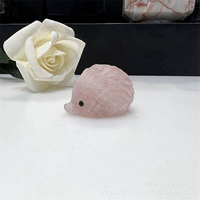 Natural Rose Quartz Carved Healing Hedgehog Figurines