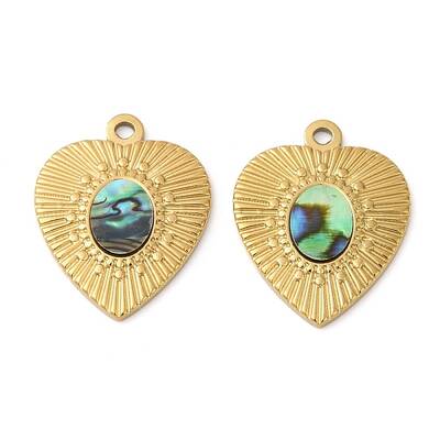 304 Stainless Steel Natural Paua Shell Pendants