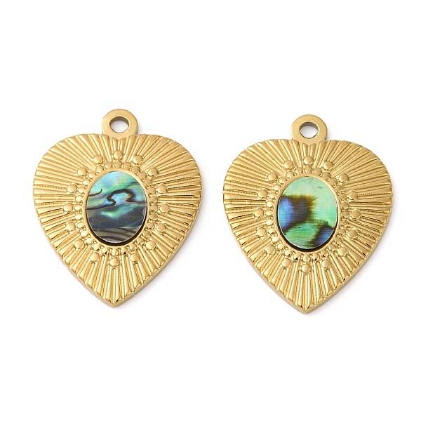 304 Stainless Steel Natural Paua Shell Pendants