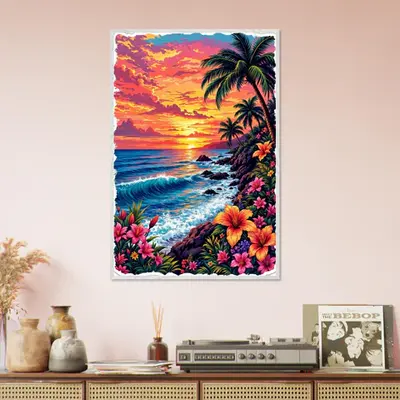 Ocean Waves & Paradise Flowers - A Sunset Dream