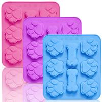 3 Pack Silicone Molds with Puppy Dog Paw and Bone Shaped,2 in 1 Reusable Non-Stick Ice Cube Trays & Flexible Candy Chocolate ...