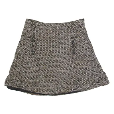 DESIGUAL Womens Pleated Skirt Brown Short Wool M
