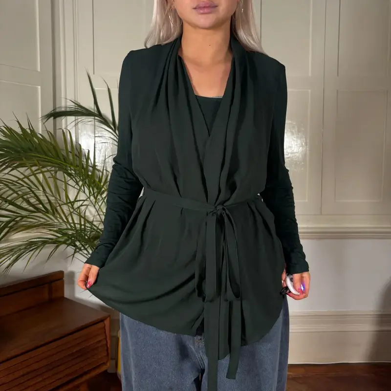 Intimissimi Long Sleeve Top - Medium Green Cotton Blend