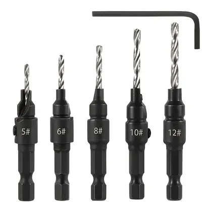 Quick-Change Countersink Drill Bit Set, Woodworking Hole Drill Bit Set with Wrench, Woodworking Screw Drill Bit, WoodworkingÂ...