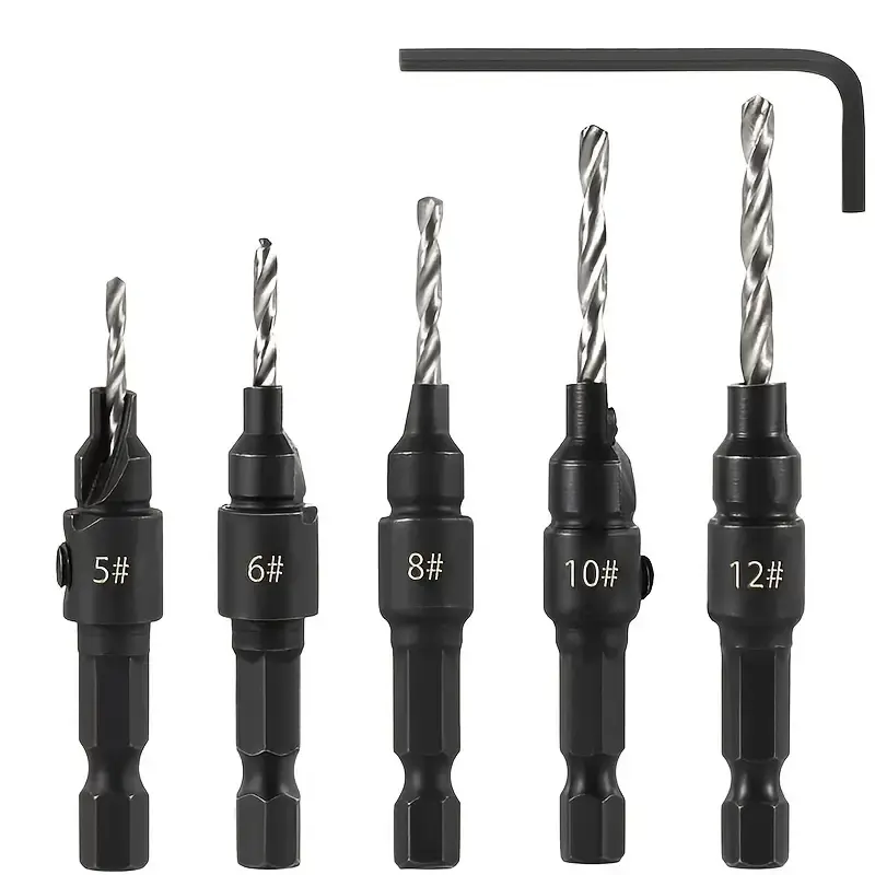 Quick-Change Countersink Drill Bit Set, Woodworking Hole Drill Bit Set with Wrench, Woodworking Screw Drill Bit, Woodworking�...