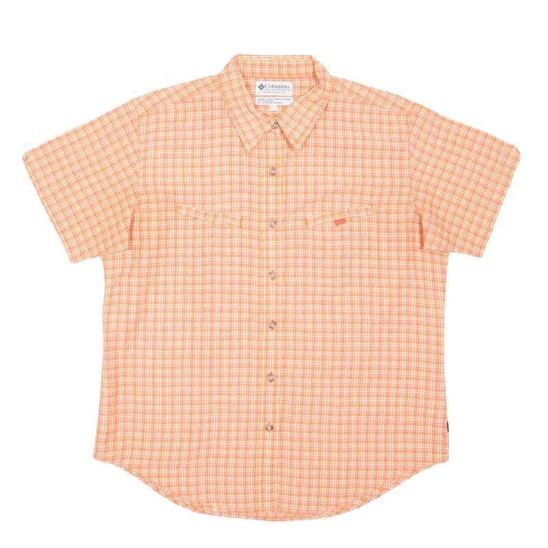COLUMBIA Womens Shirt Orange Check L