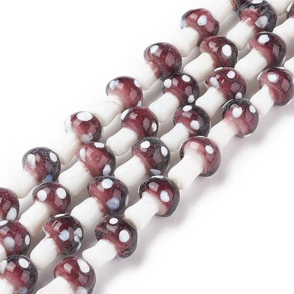 Mushroom Handmade Lampwork Beads Strands
