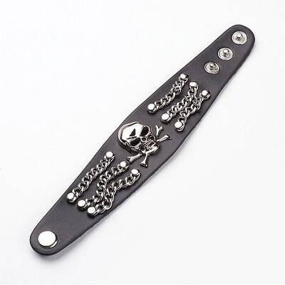 Punk Rock Style Cowhide Leather Rivet Bracelets