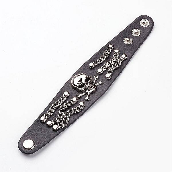Punk Rock Style Cowhide Leather Rivet Bracelets