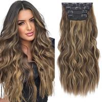 Long Hair Extensions for Women 4PCS Wavy Synthetic Hair Clips in 20 inches Realistic Beautiful Thick Hairpieces for Women Gir...
