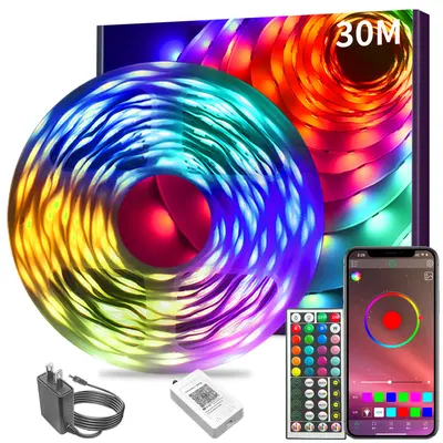 200FT 100FT 50FT LED Strip Lights with APP and Remote Bluetooth Connection Music Sync RGB Timer lights for Bedroom and Living...