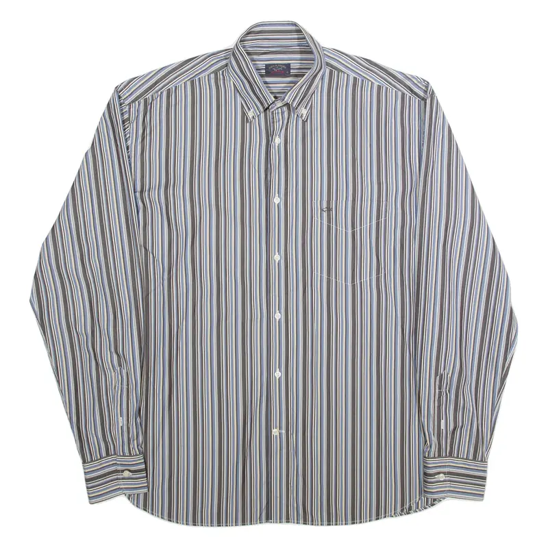 PAUL & SHARK Mens Shirt Blue Striped Long Sleeve XL