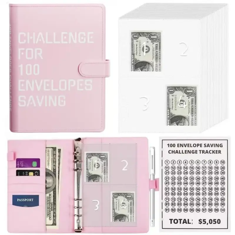100 Envelopes Money Saving Challenge - A5 Money Saver Budget Binder Book , 100-Days of Easy and Funny Ways to Save $5,050 Cas...