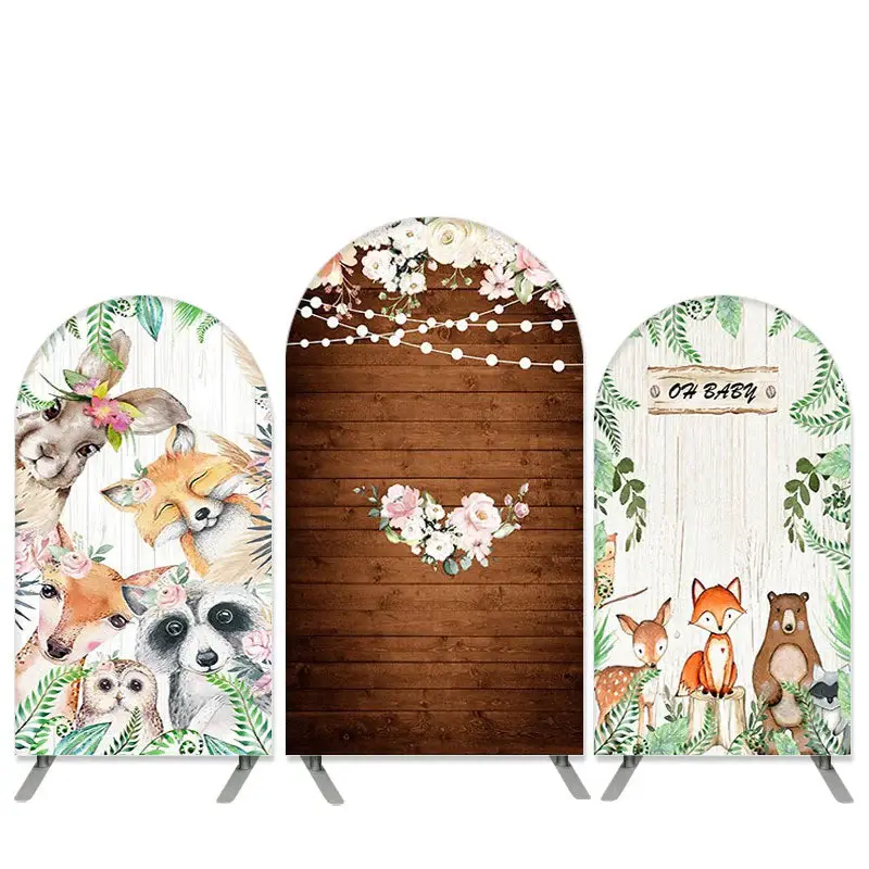 Aperturee Jungle Forest Animals Theme Wood Baby Shower Arch Backdrop Kit | Chiara Arch Backdrop Diy | Circle Arch Backdrop Di...