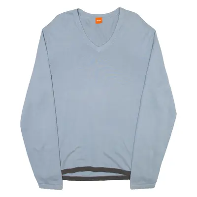 HUGO BOSS Mens Jumper Blue Tight Knit XL
