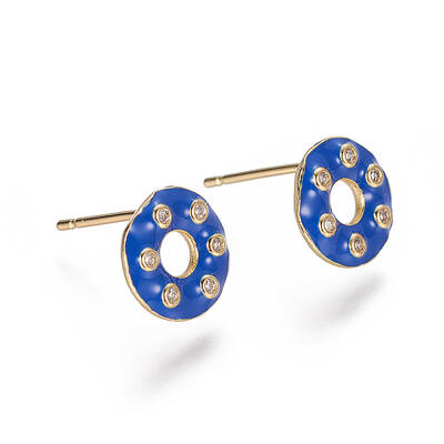 Brass Micro Pave Cubic Zirconia Ear Studs