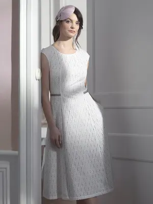PETAL | Broderie Anglaise A-Line Dress | Size: S | Color: IVORY