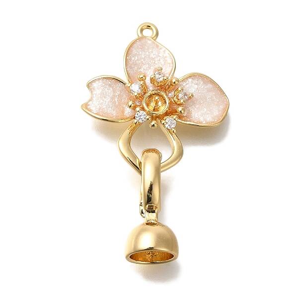 Brass Micro Pave Clear Cubic Zirconia Fold Over Clasps