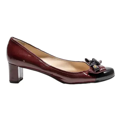 PRADA Pump Heels Maroon Leather Womens UK 7