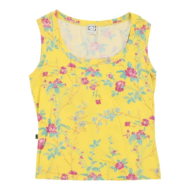 Cavalli Jeans Floral Top - Medium Yellow Cotton | Size: medium