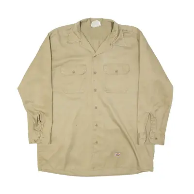 DICKIES Worker Shirt Beige Long Sleeve Mens XL