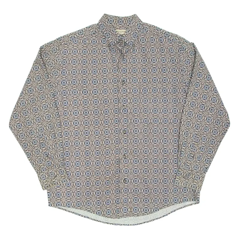 MUNSINGWEAR Mens Shirt Beige Crazy Pattern Long Sleeve XL