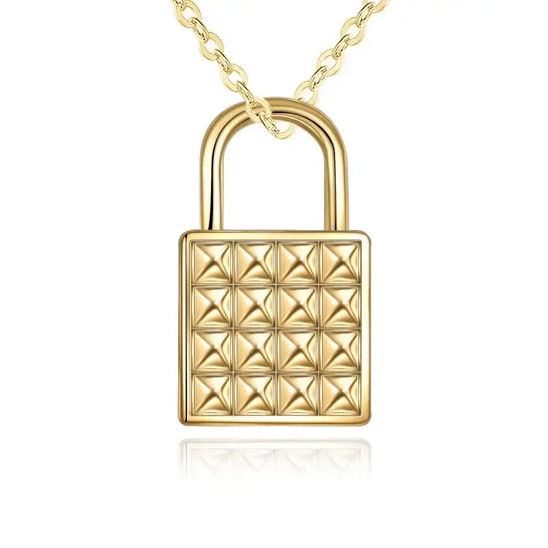 14K Gold Lock Pendant Necklace