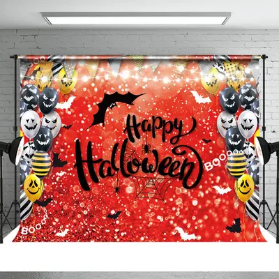 Red Bokeh Yellow And Black Balloon Halloween Backdrop - Aperturee